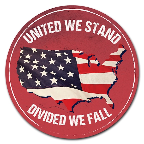 16 in Height, 0.01 in Width, Vinyl, 16" x 16", D-16-CIR-United we stand